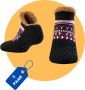 Purssolve Sokken huissokken en 2 paar Verwarmde sokken pantoffels sokken winter sokken anti slip fluffy Sokken winter sokken Zwart - Thumbnail 1