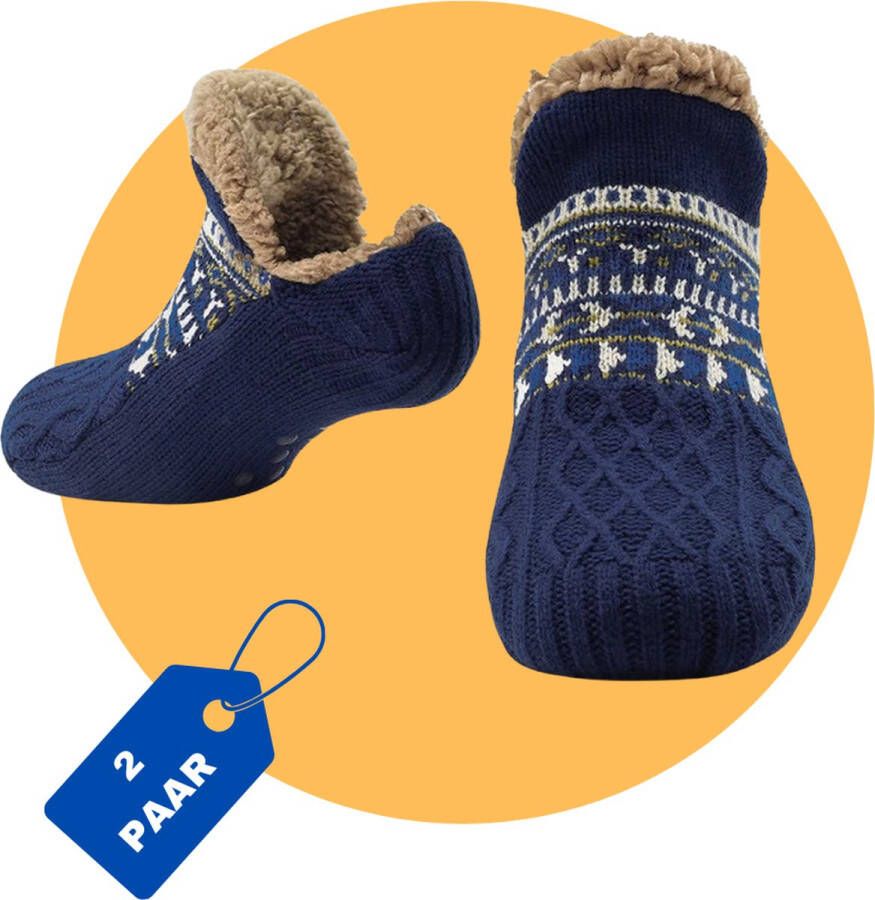 Purssolve Sokken huissokken en 2 paar Verwarmde sokken pantoffels sokken winter sokken anti slip fluffy sokken winter sokken Blauw