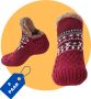 Purssolve Sokken huissokken en 2 paar Verwarmde sokken pantoffels sokken winter sokken anti slip fluffy sokken winter sokken Rood - Thumbnail 2