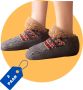 Purssolve Sokken huissokken en 2 paar Verwarmde sokken pantoffels sokken winter sokken anti slip fluffy sokken winter sokken Grijs - Thumbnail 2