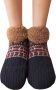 Purssolve Sokken huissokken en 2 paar Verwarmde sokken pantoffels sokken winter sokken anti slip fluffy sokken winter sokken Navy - Thumbnail 1