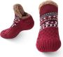Purssolve Sokken huissokken en 2 paar Verwarmde sokken pantoffels sokken winter sokken anti slip fluffy sokken winter sokken Rood - Thumbnail 1