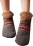 Purssolve Sokken huissokken en 2 paar Verwarmde sokken pantoffels sokken winter sokken anti slip fluffy sokken winter sokken Grijs - Thumbnail 1