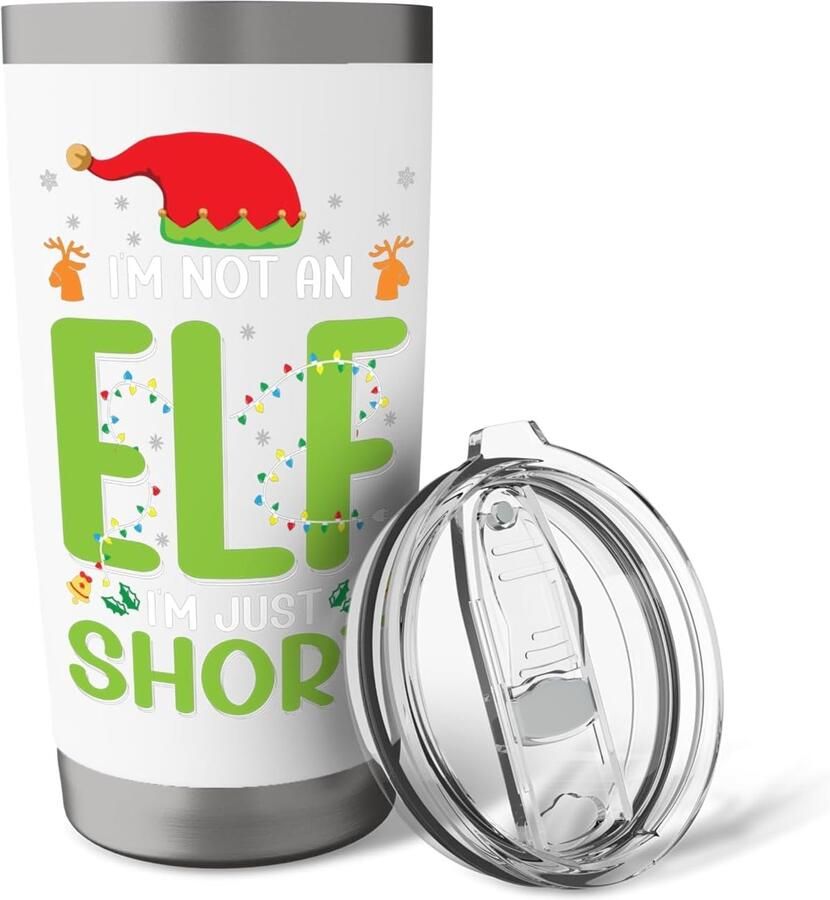 Pyjama met tekst I'm Not An Elf Just Short Thermosbeker met dubbele wand