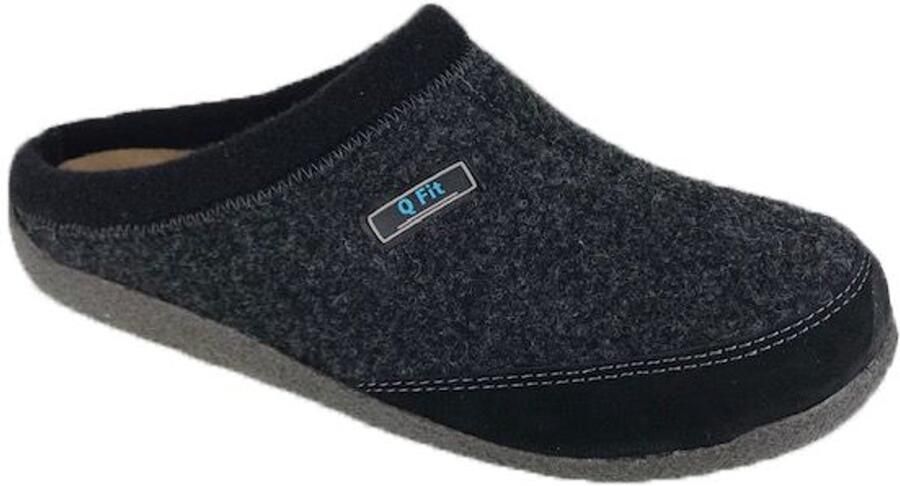 Q Fit home PANTOFFEL BERN1 ZWART VILT