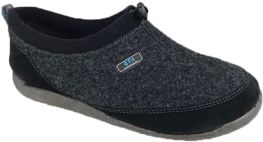 Q Fit home PANTOFFEL BERN4 ZWART VILT