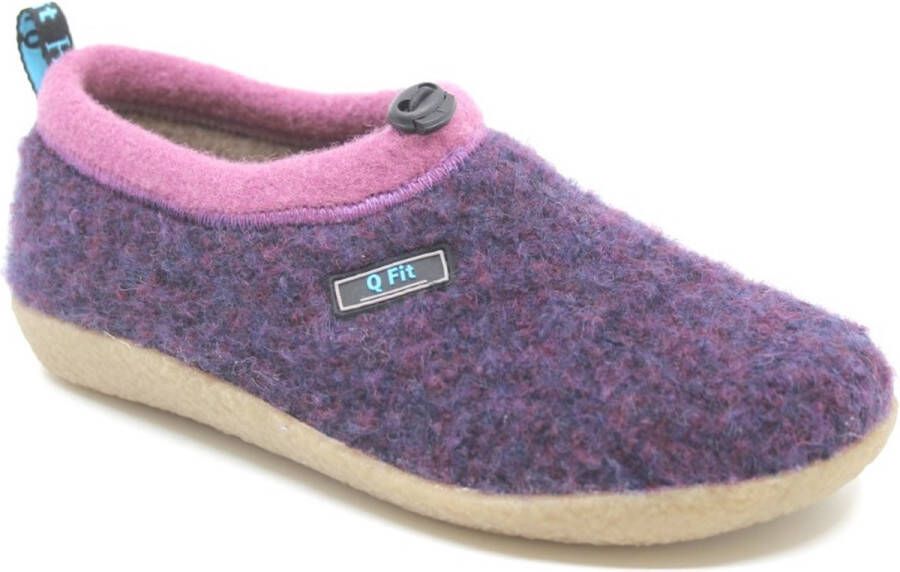 Q Fit Cato Paarse Wollen Gesloten Dames Pantoffels Paars