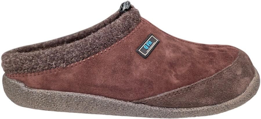 Q Fit Bern 1 Bruine Suede Pantoffels Heren Open Hiel Bruin
