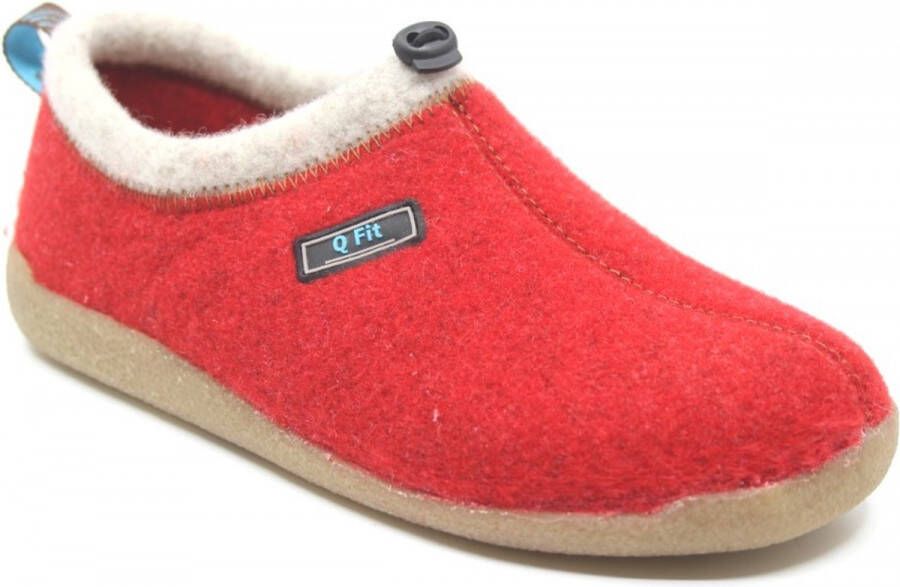 Q-Fit Bern 3 Rode Vilten Gesloten Dames Pantoffels Rood - Foto 2