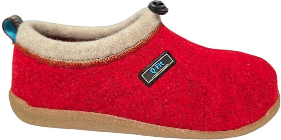 Q-Fit Bern 3 Rode Vilten Gesloten Dames Pantoffels Rood