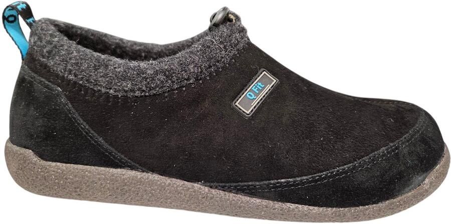 Q Fit Bern 4 Zwarte Nubuck Gesloten Heren Pantoffels Zwart