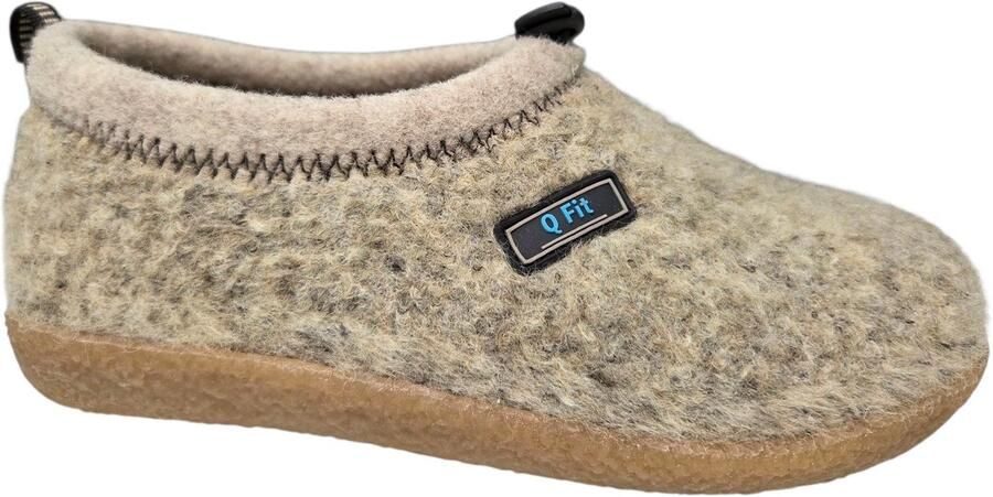 Q Fit Cato Offwhite Wollen Gesloten Dames Pantoffels Offwhite
