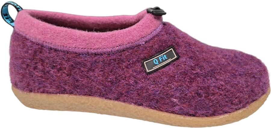 Q Fit Cato Paarse Wollen Gesloten Dames Pantoffels Paars