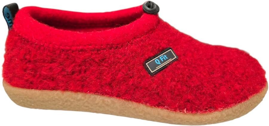 Q Fit Cato Rode Wollen Gesloten Dames Pantoffels Rood