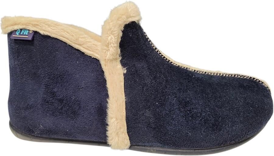 Q Fit Granada Suede Blauwe Gesloten Dames Pantoffels Blauw
