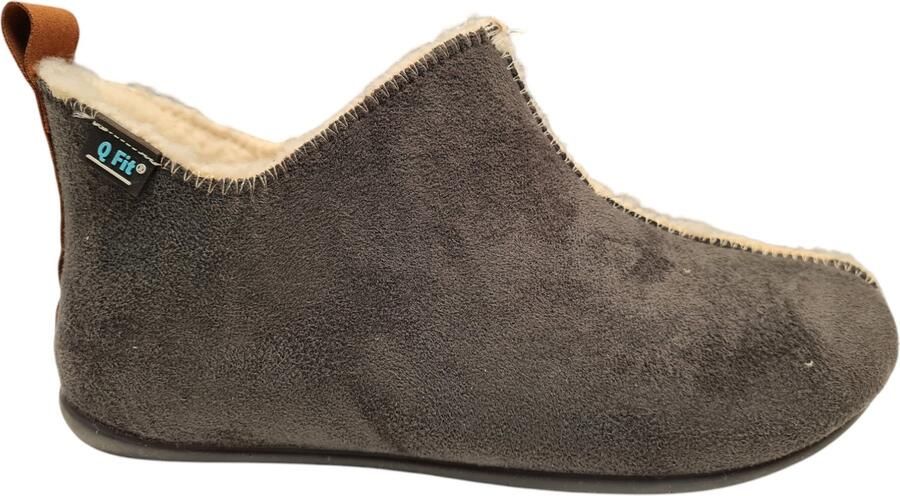 Q-Fit Madrid Suede Antraciet Pantoffels Dichte Sloffen Antraciet Suede Dames Antraciet
