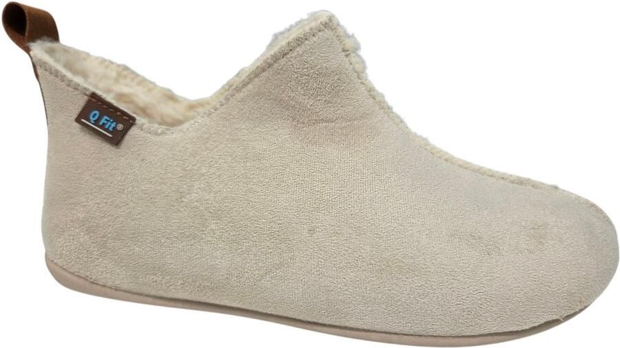 Q-Fit Madrid Suede Beige Gesloten Dames Pantoffels