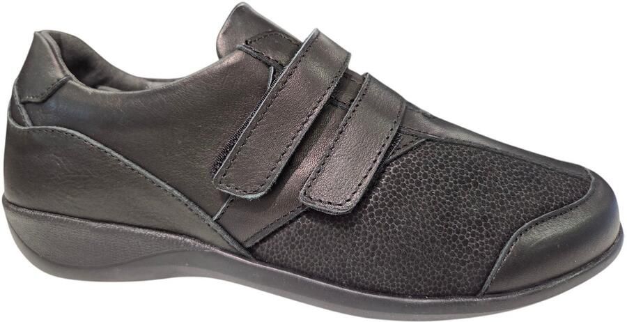 Q Fit Nola Zwarte Leren Bandschoenen Dames Zwart