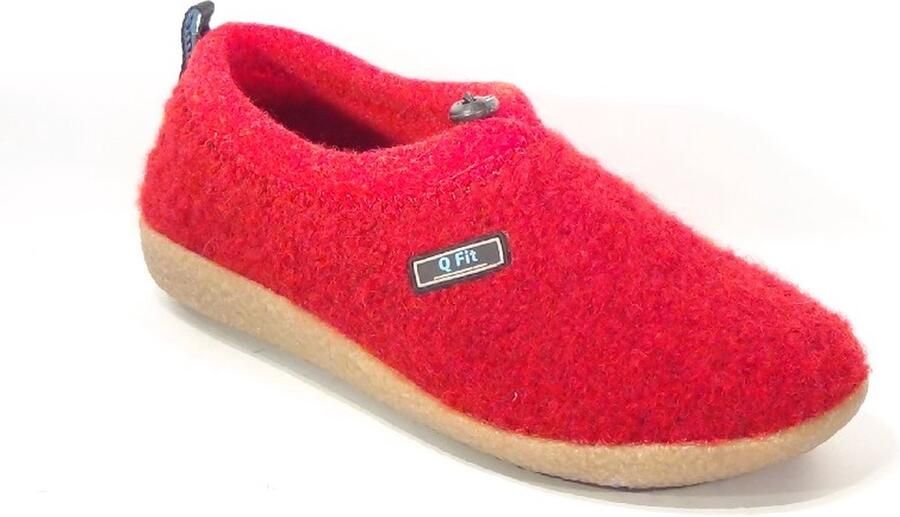 Q Fit Cato Rode Wollen Gesloten Dames Pantoffels Rood - Foto 2