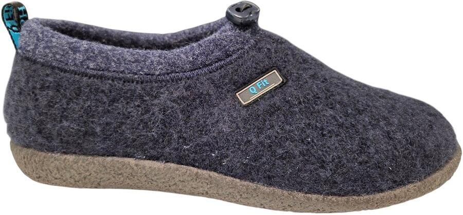 Q Fit Ronald Blauwe Vilten Gesloten Heren Pantoffels Blauw