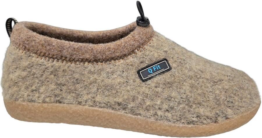Q Fit Ronald Wollen Beige Gesloten Heren Pantoffels Beige