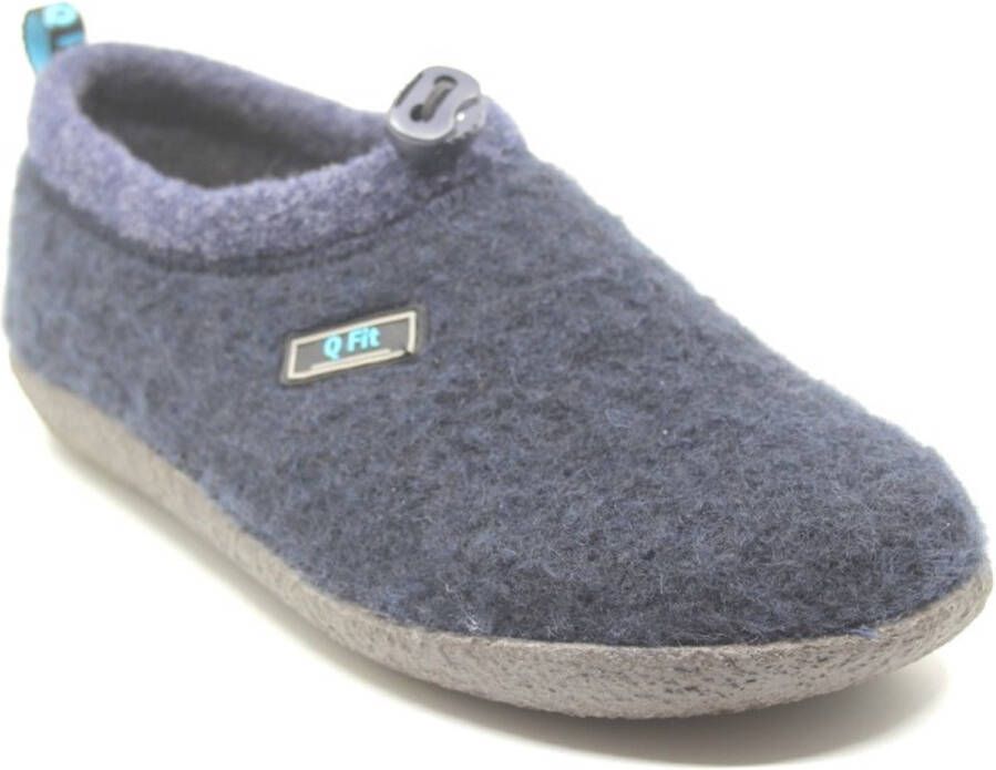 Q Fit Cato Blauwe Wollen Gesloten Dames Pantoffels Blauw - Foto 2