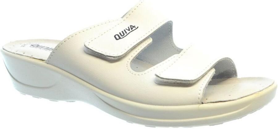 QUIVA Dames Slipper Velcro Wit
