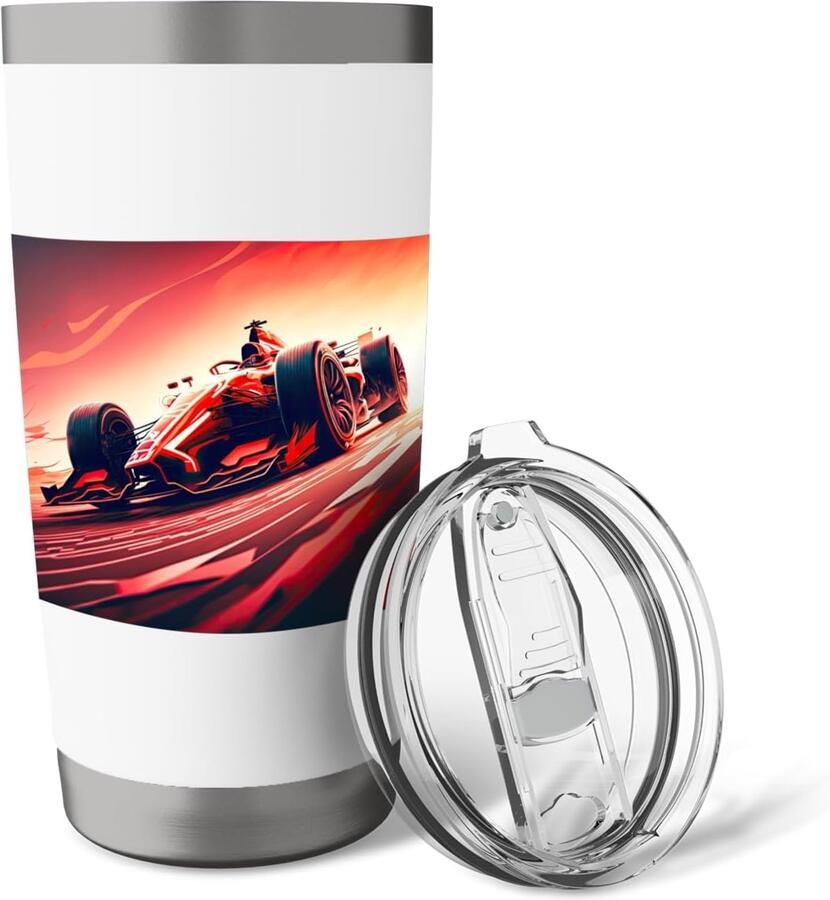 Raceauto motorsport snelheid grafiek dubbelwandige roestvrijstalen thermosbeker