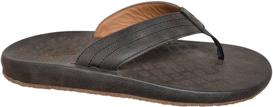 Raffas Darl Black Teenslippers Zwart Leer Heren Zwart