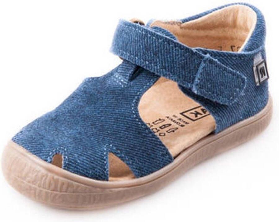 Rak Leren sandalen blauw jeans