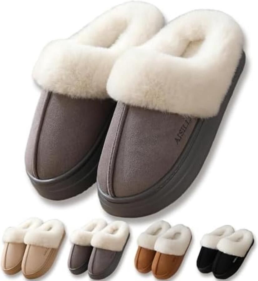 RALA Warme Pluche Binnensloffen met Antislipzool