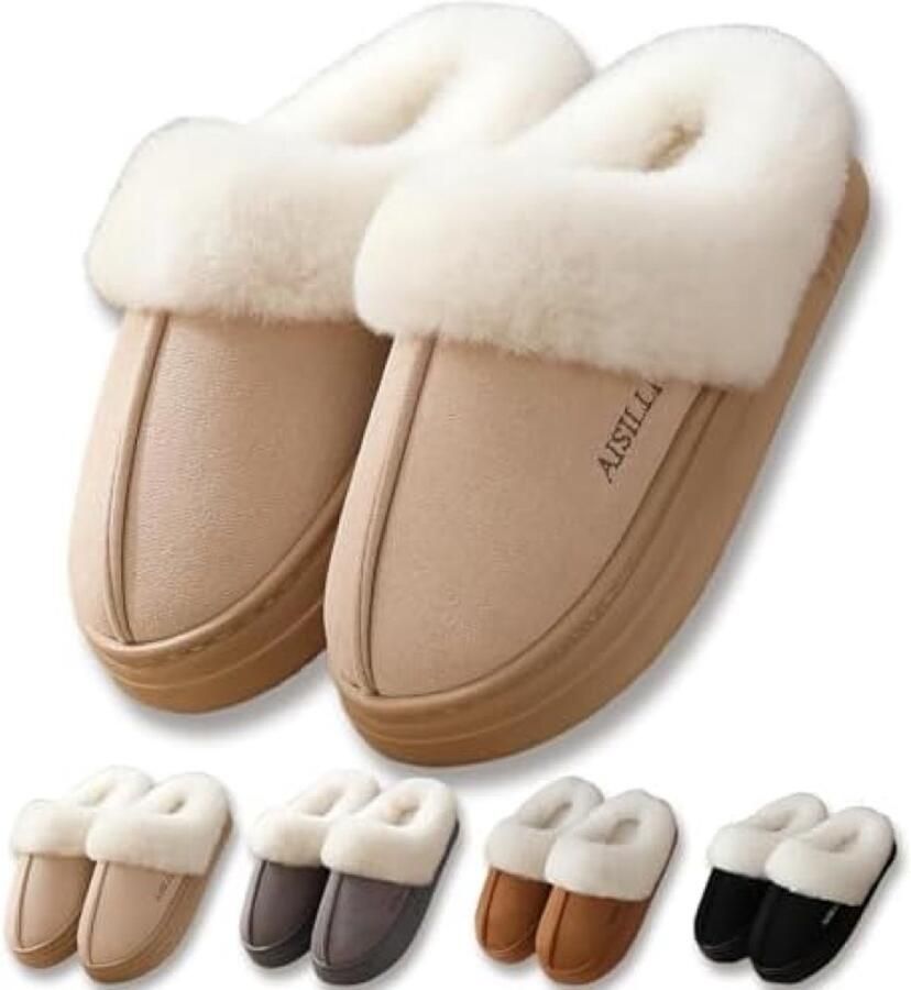 RALA Warme Pluche Pantoffels met Antislipzool Comfortabel Binnenschoenen