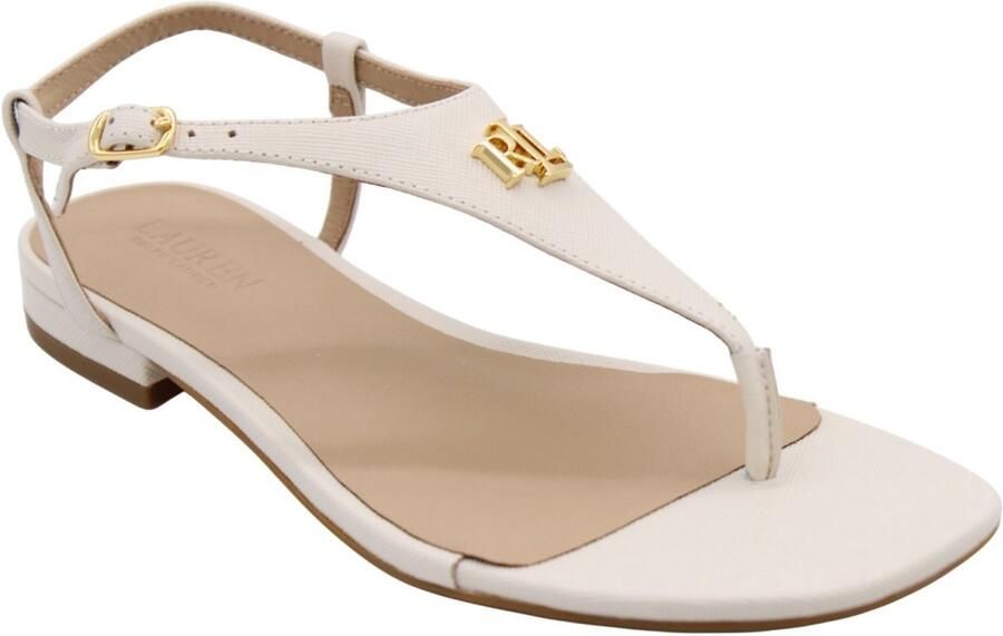 LAUREN RALPH LAUREN Dames Everley 2 Flat Sandal Textiel Wit - Foto 6