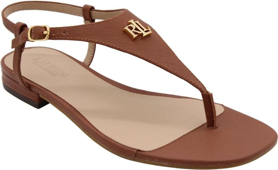 LAUREN RALPH LAUREN Dames Everley 2 Flat Sandal Maat: 38 Materiaal: Leatherlook Kleur: Bruin - Foto 6