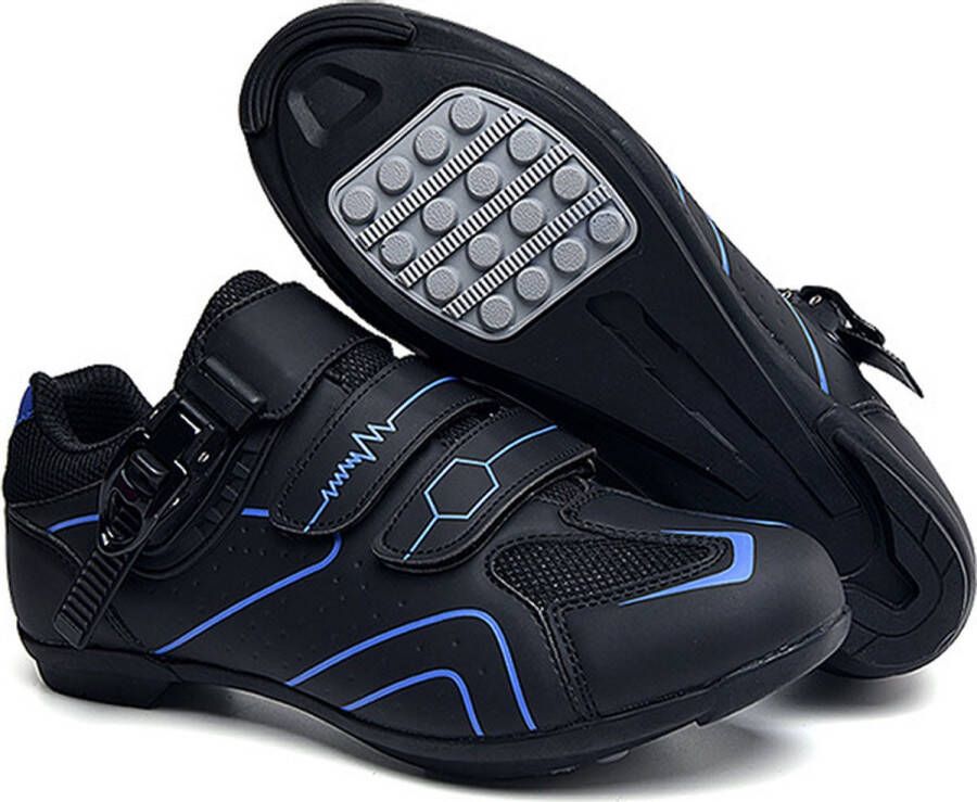 RAMBUX Fietsschoenen MTB Schoenen Heren & Dames Zwart Blauw Platte Zool Wielrenschoenen Klikschoenen Mountainbike Racefiets