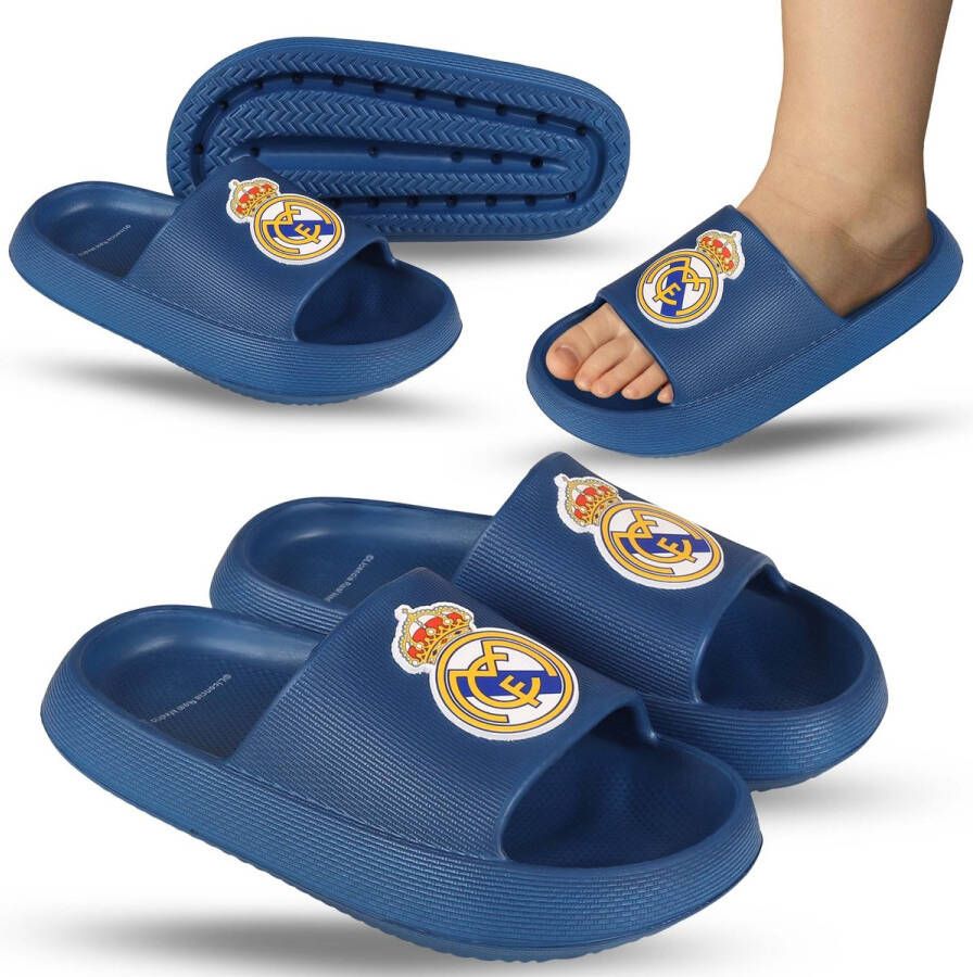 Real Madrid CF Real Madrid Marineblauwe teenslippers van SCHUIMRUBBEREN SLIPPERS voor het zwembad DIKKE ZOOL LICHTGEWICHT