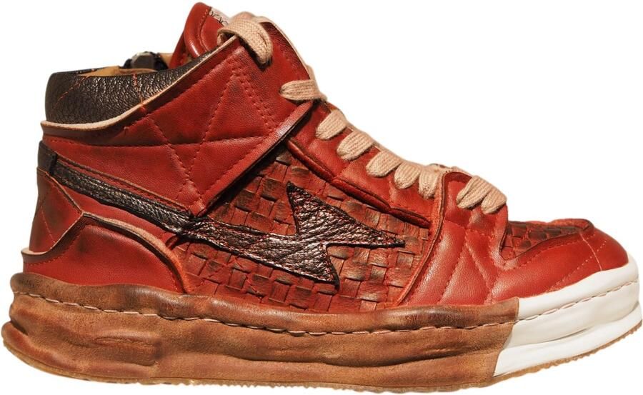 Rebecca White rode leren sneakers