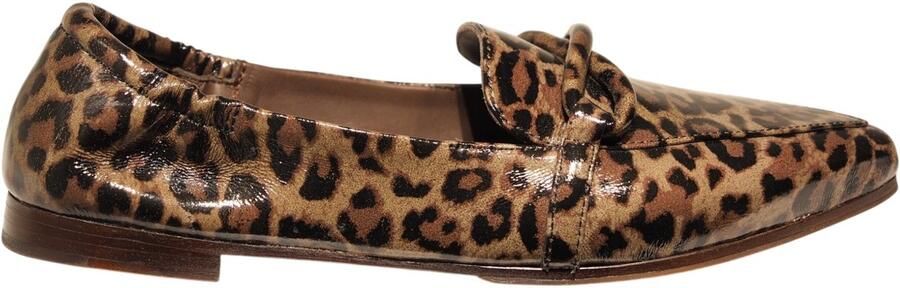 REBECCA WHITE lakleren dames instappers met luipaardprint