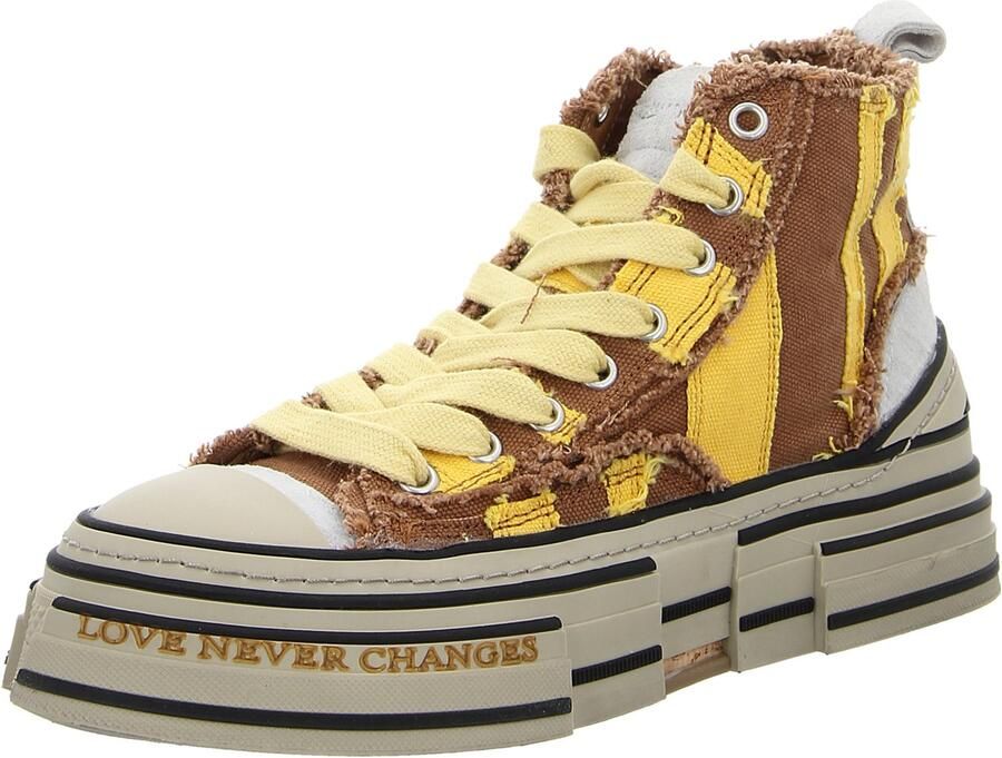 REBECCA WHITE V02L-3A TABACCO + YELLOW STRIP dames sneakers geel