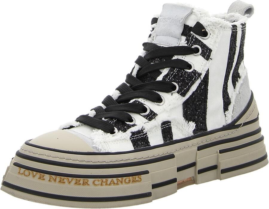 REBECCA WHITE V02L-5B NAVY WHITE + GLITTER BLACK dames sneakers wit