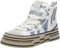 REBECCA WHITE V02L-5B NAVY-WHITE+BLUE GLITTER dames sneakers wit - Wit