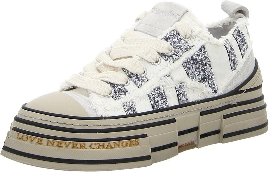 REBECCA WHITE V02L-6B WHITE + GLITTER GREY dames sneakers wit