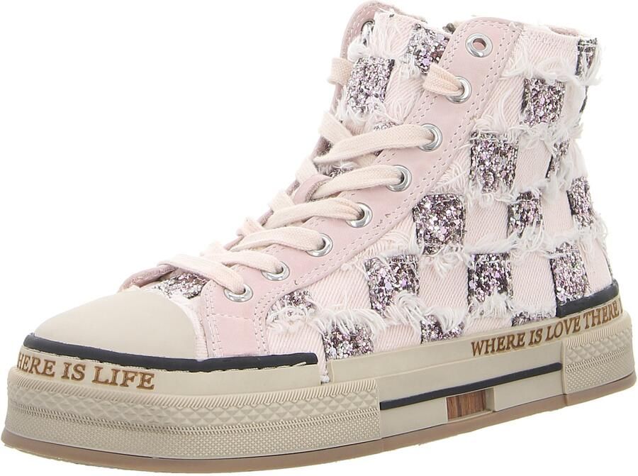 REBECCA WHITE X51-7 SQUARE FEBRIC NUDE dames sneakers roze