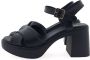 Red Rag Gekruiste Band Blokhak Sandalen Black Dames - Thumbnail 2