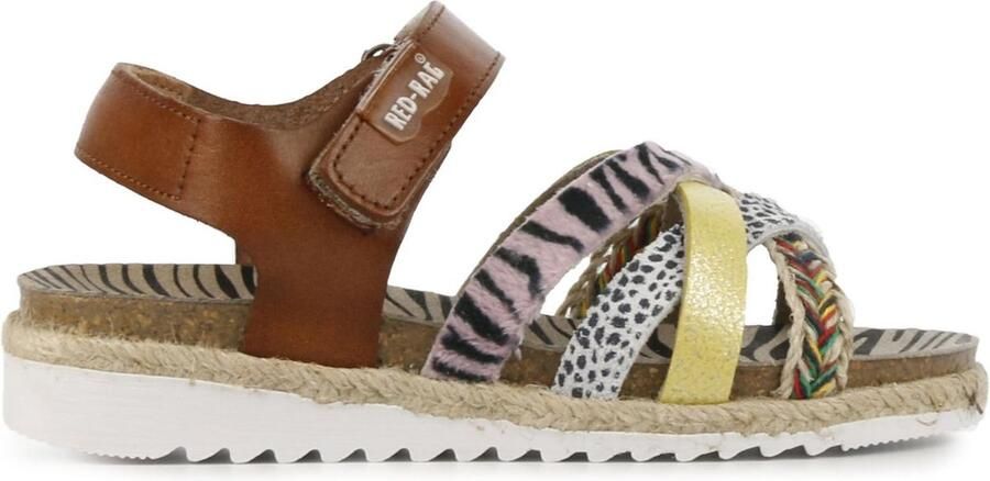 Red Rag 19260 leren sandalen cognac dierenprint