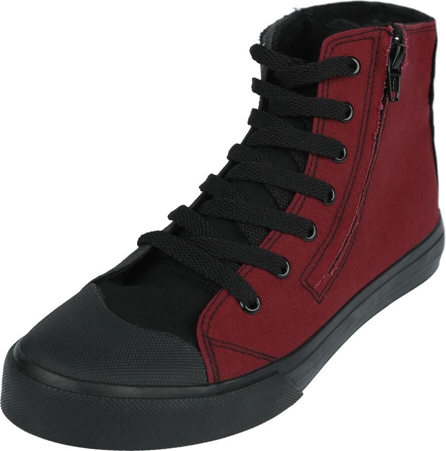 R.E.D. ROCK-ENGINEERED DESIGN zwart rode hoge sneaker met rits Unisex