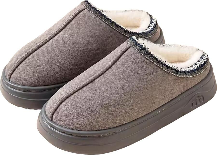 RedParrot Warme Dames Instappers Sloffen Pantoffels Grijs Mode Unisex