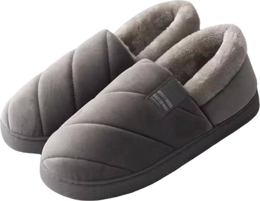 RedParrot Warme Pantoffels Instappers Imitatie Bont Grijs Sloffen Unisex Anti Slip