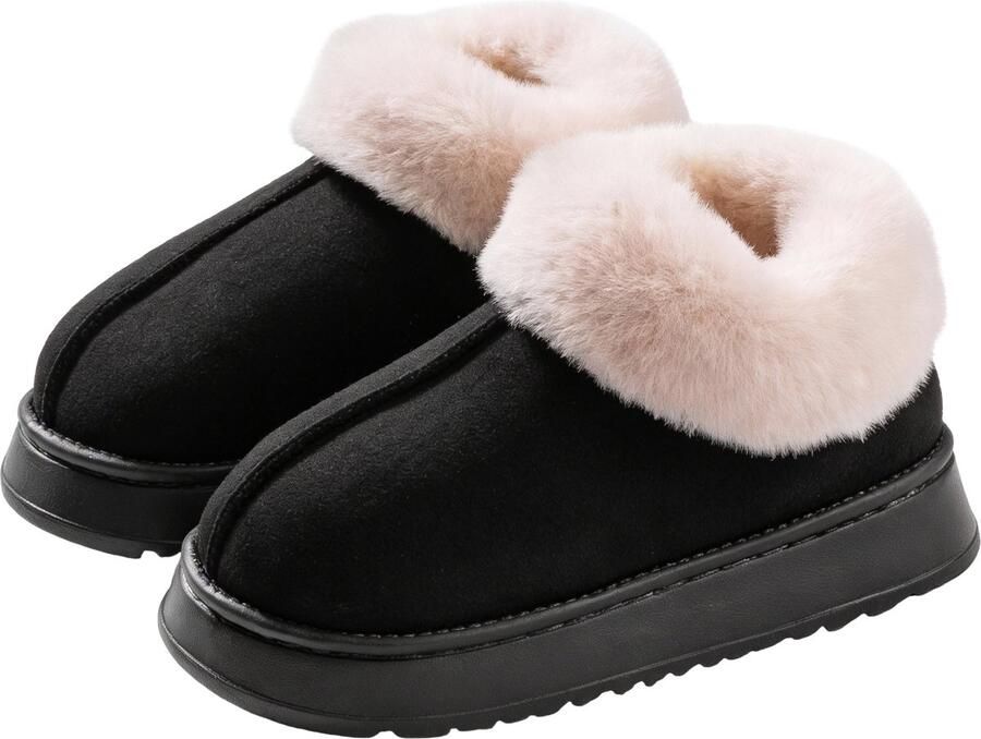 RedParrot Warme Sloffen Dames Zwart Thuis en Buiten Pantoffels Mode