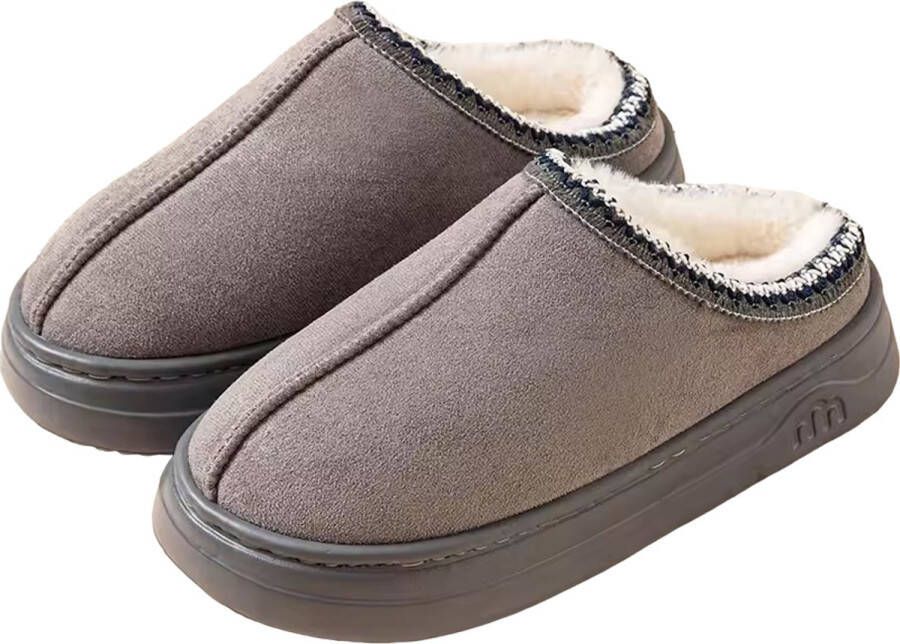 RedParrot Warme Dames Instappers Sloffen Pantoffels Grijs Mode Unisex